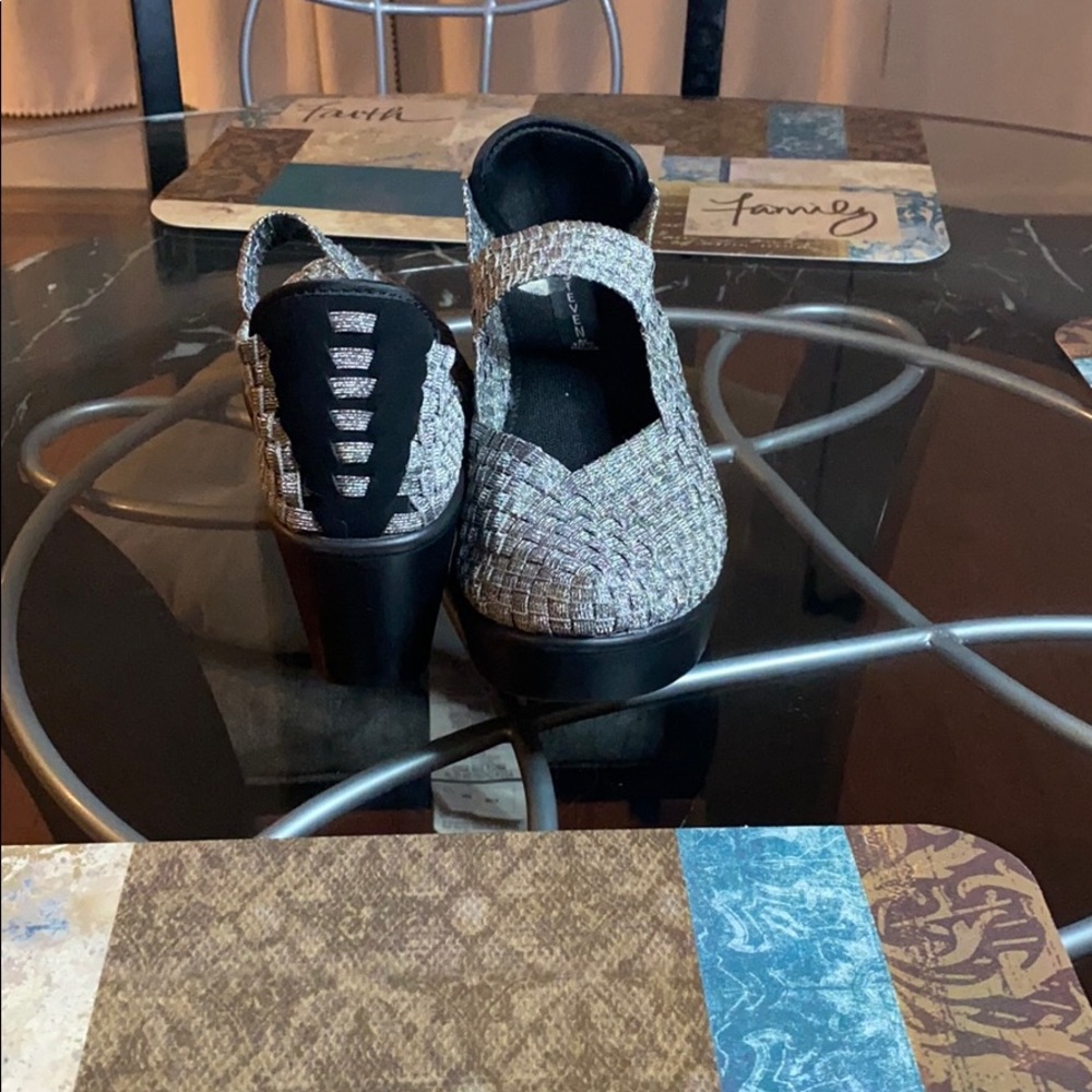 Women silver wedge closed toe shoe